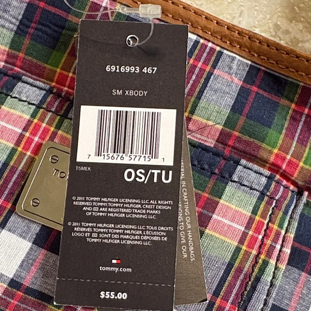 Tommy Hilfiger Red Green Navy Plaid Messenger Crossbody New with tags!